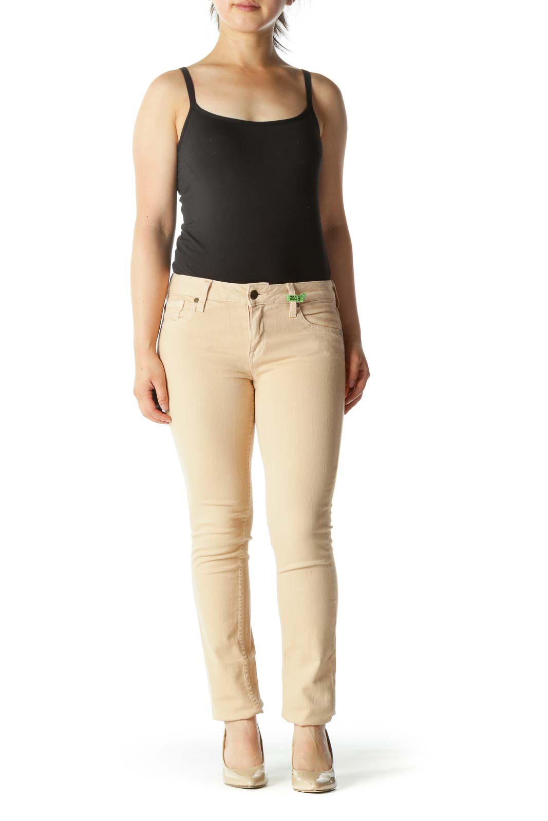 Light Peach Stretch Slim-Fit Pants