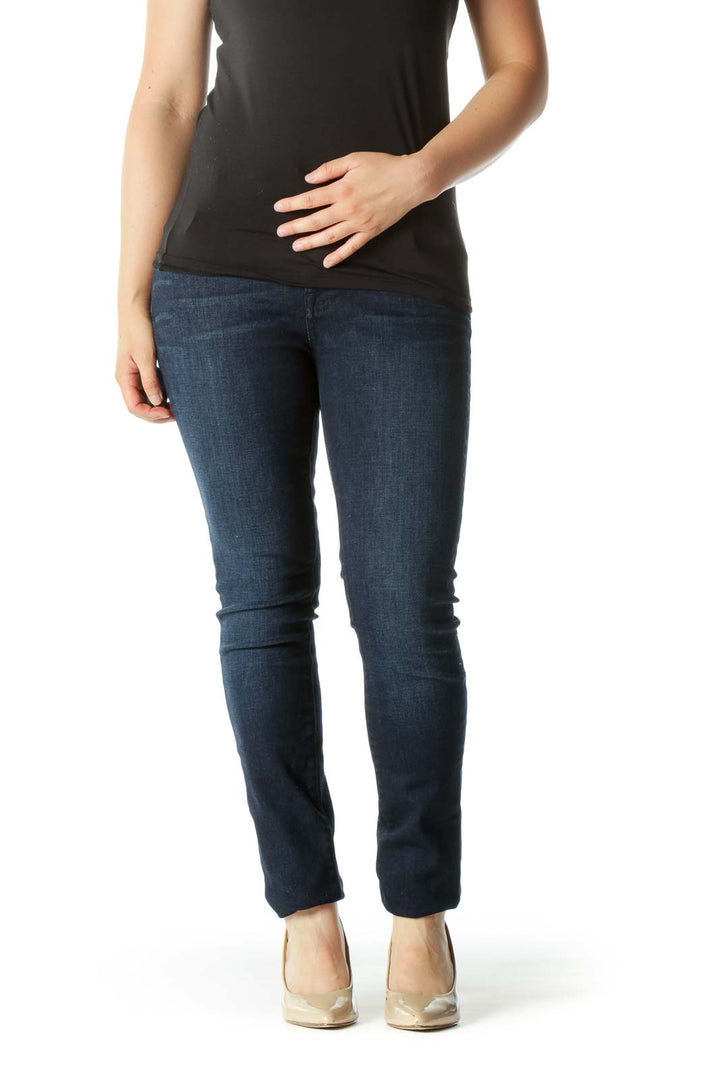 Blue Dark-Wash Stretch Skinny Jeans