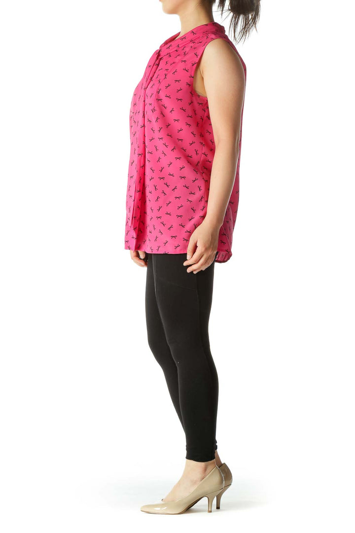 Pink Sleeveless Tunic with Bow Pattern