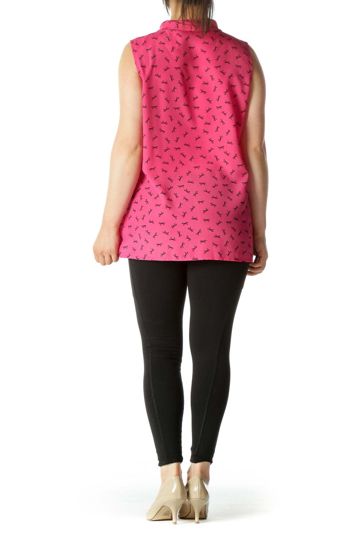 Pink Sleeveless Tunic with Bow Pattern