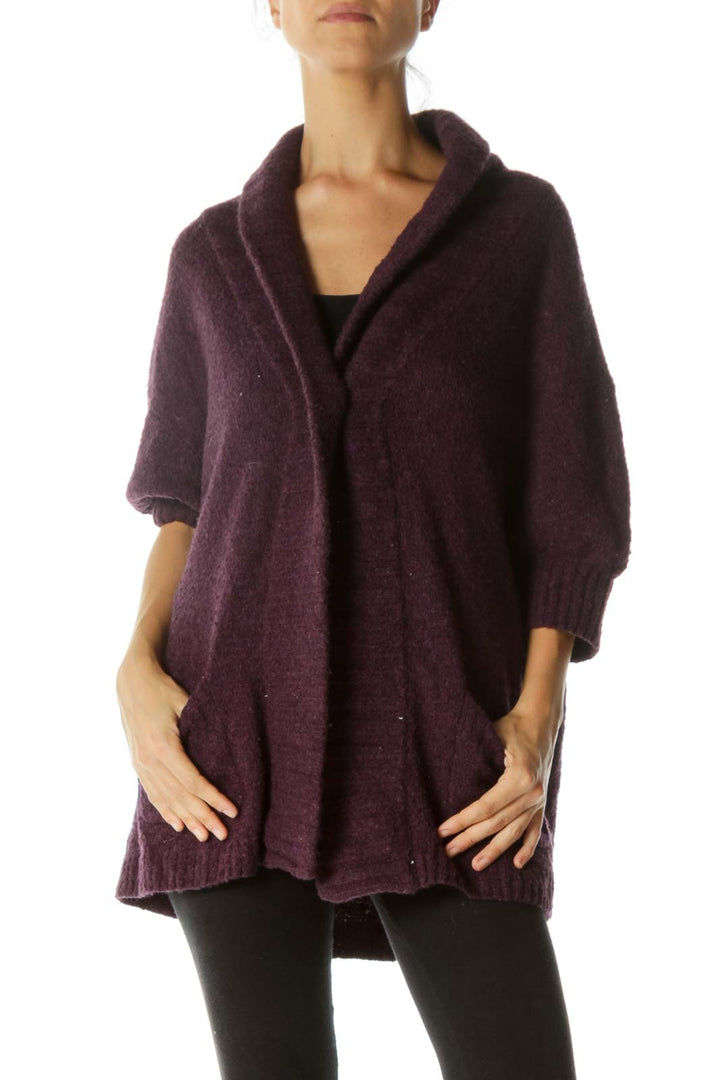 Purple Chunky Cape Cardigan