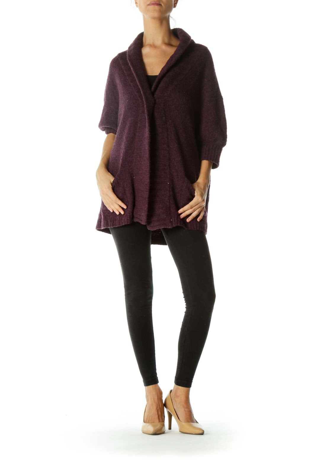 Purple Chunky Cape Cardigan