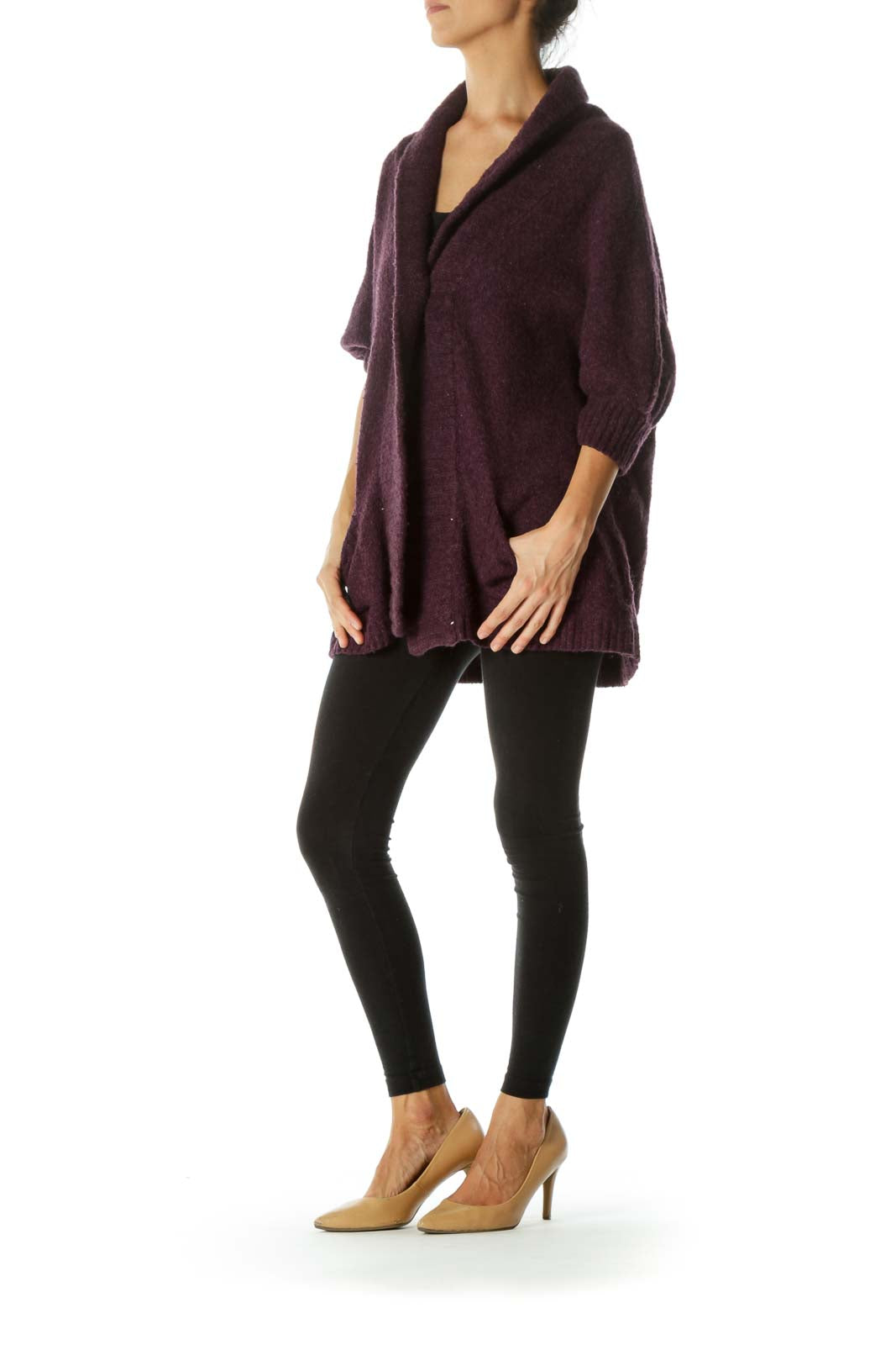 Purple Chunky Cape Cardigan