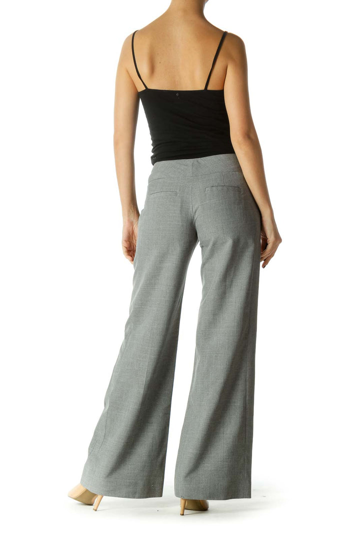 Gray Buttoned Details Wide Leg Pants