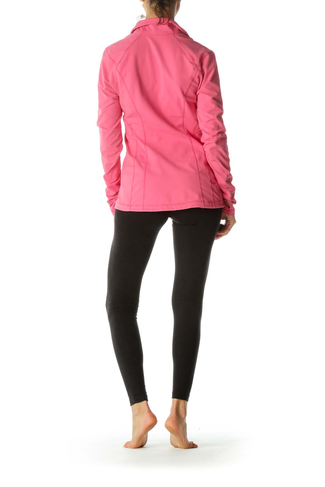 Pink Zippered Sport Long Sleeves Top