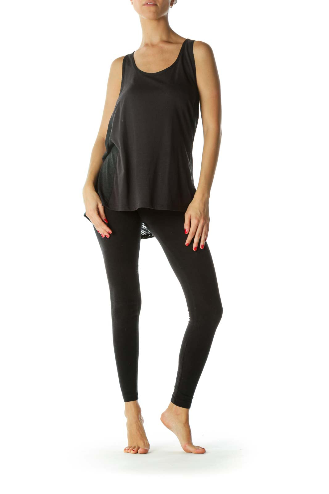 Black Cross Back Sporty Tank Top