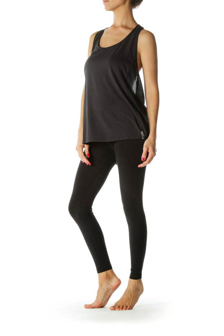 Black Cross Back Sporty Tank Top