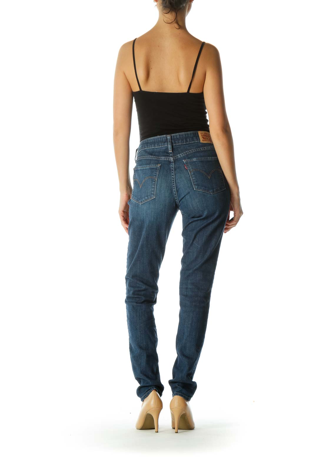 Blue Medium-Wash Stretch Skinny Jeans