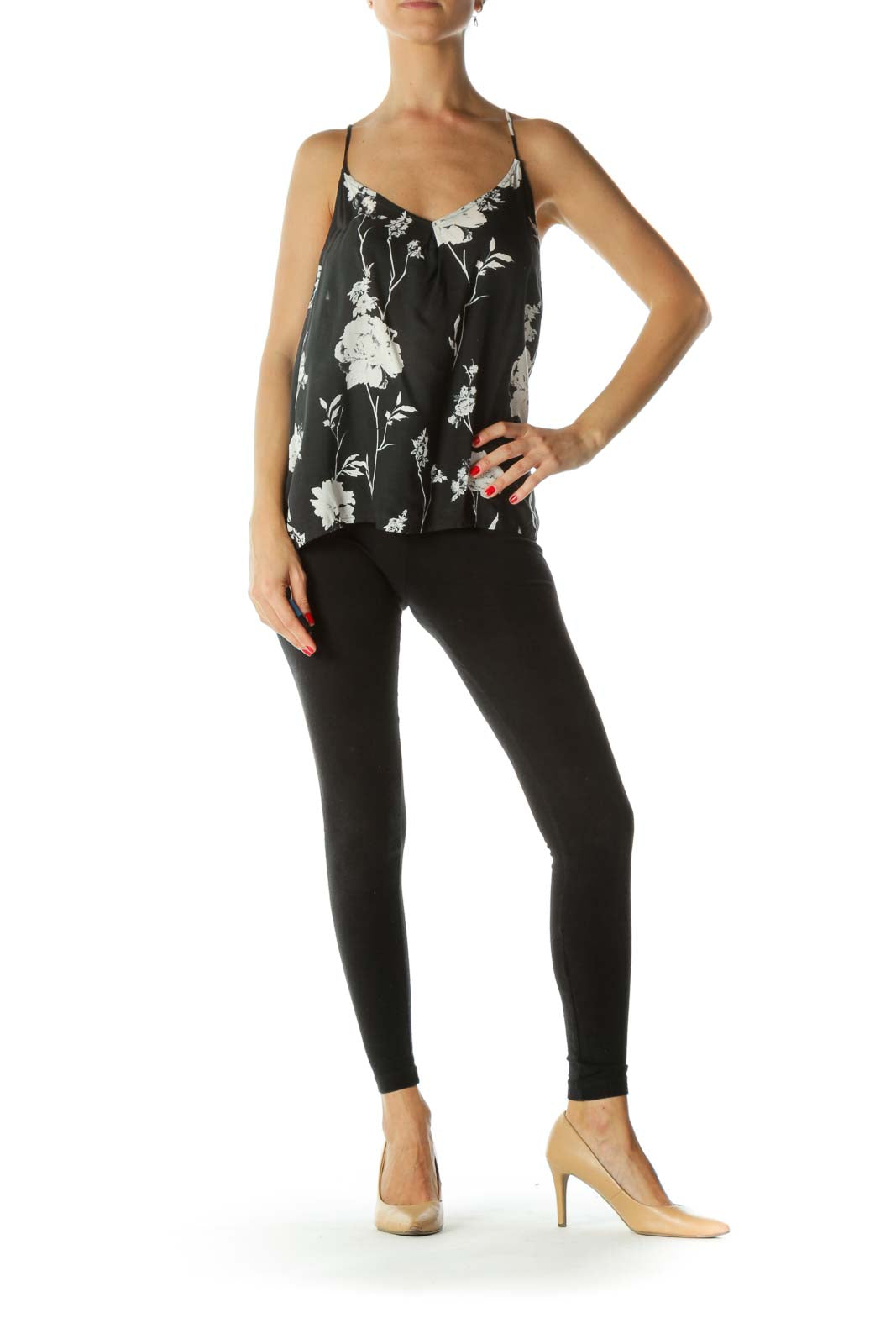 Black Floral Print Cami