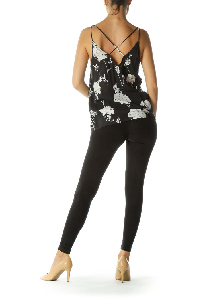 Black Floral Print Cami