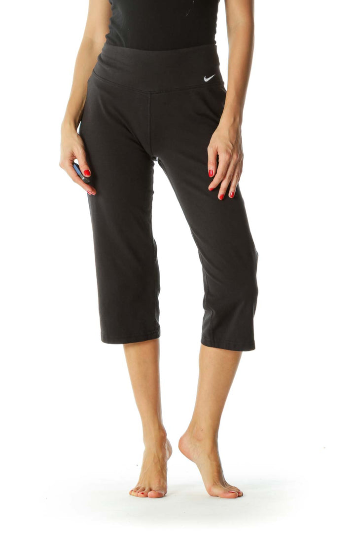 Black Cropped Stretch Active Pants