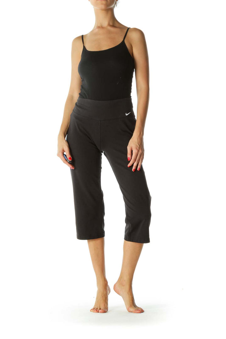 Black Cropped Stretch Active Pants