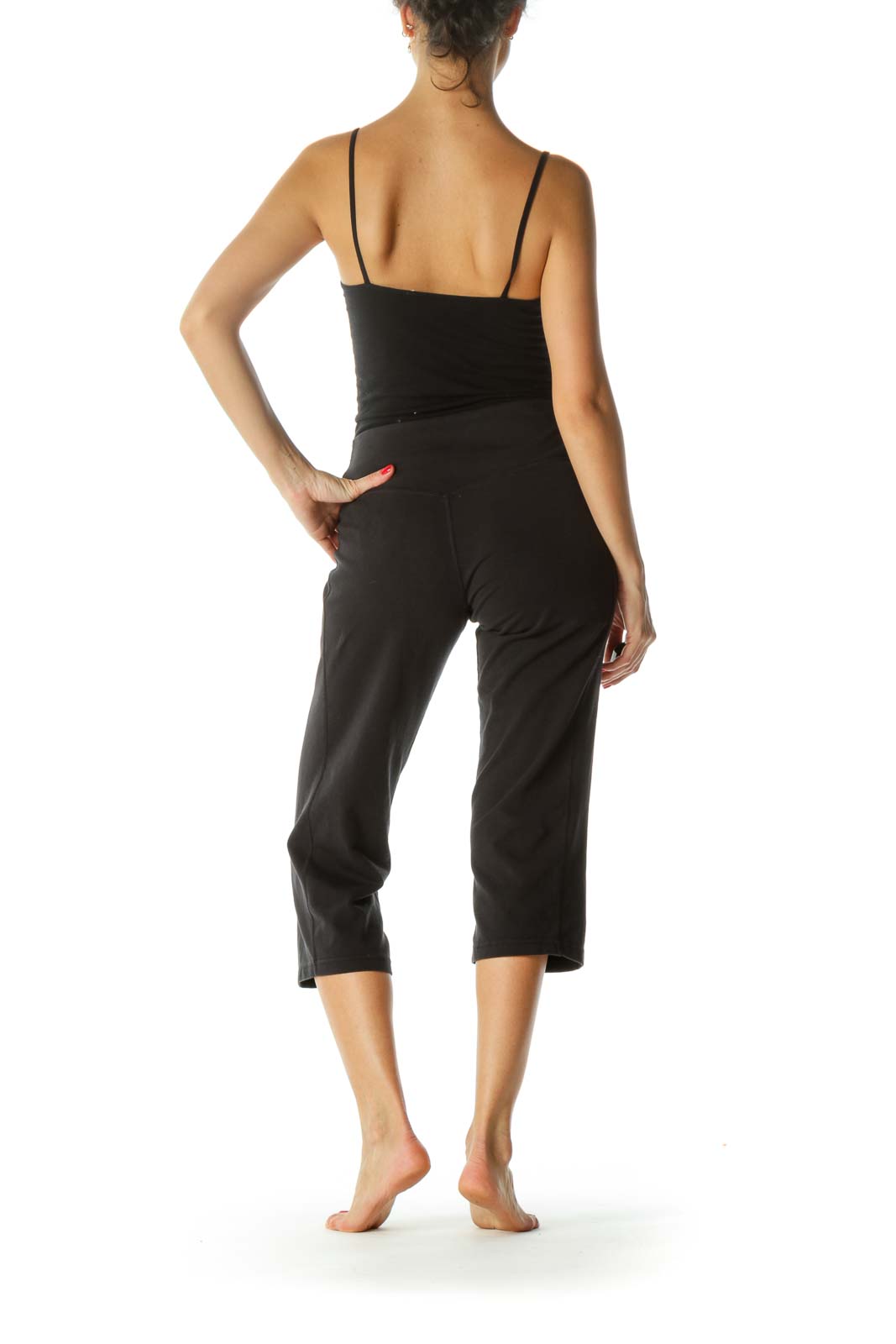 Black Cropped Stretch Active Pants