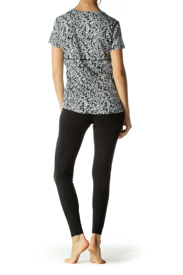 Black White Pattern Sporty Top