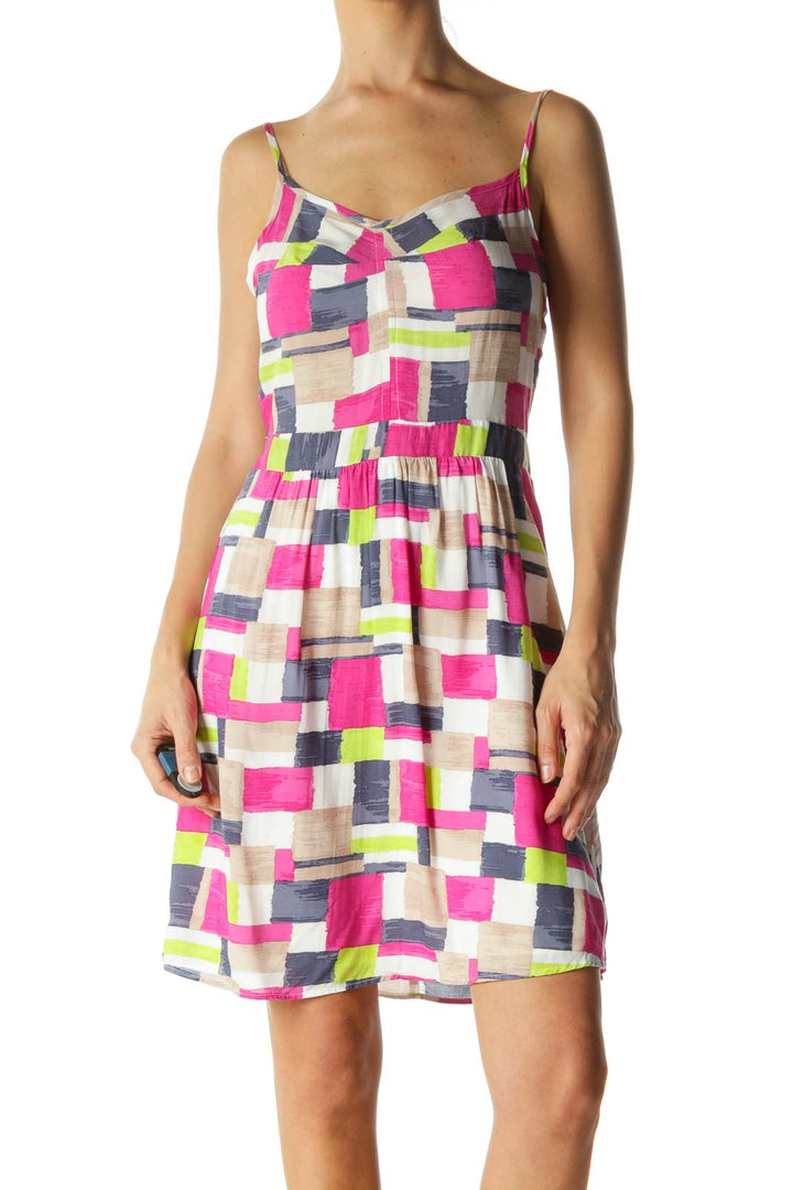 Multicolor Geo Pattern Cami Dress