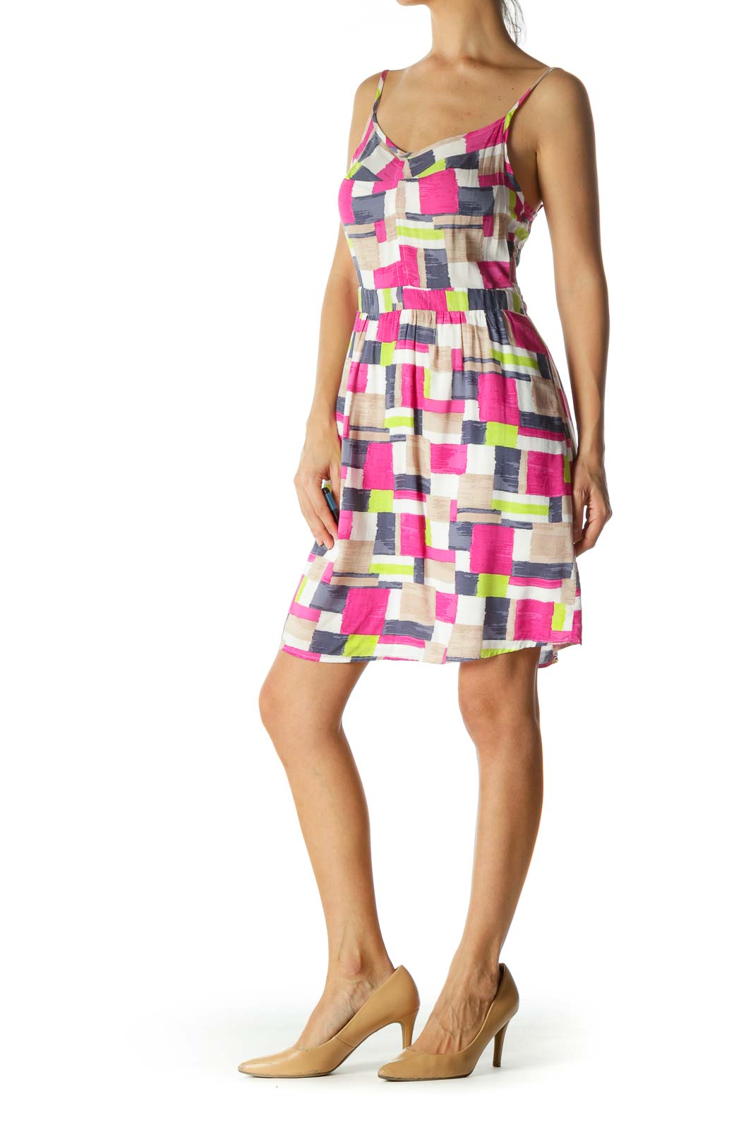 Multicolor Geo Pattern Cami Dress