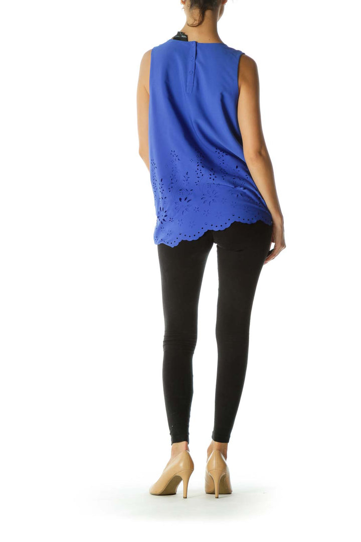 Royal Blue Flower Cut-Out Detail Tank Top