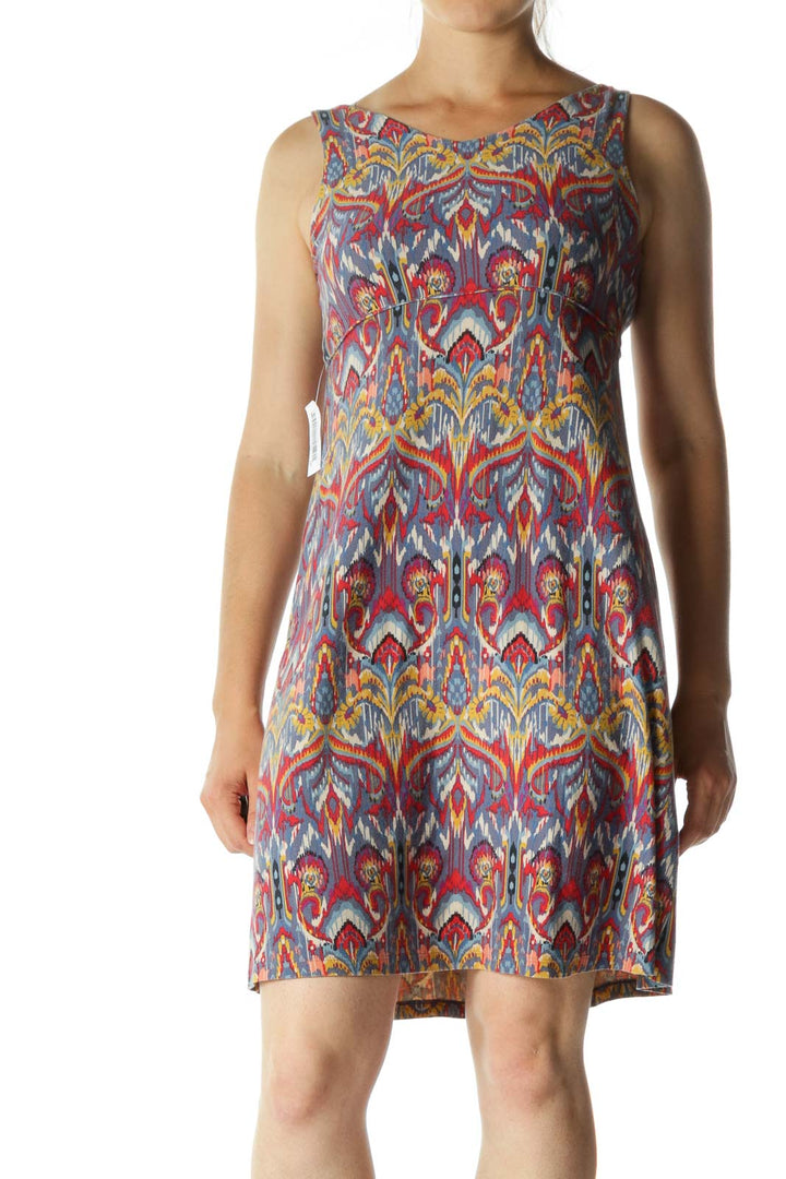 Multicolor V-neck Print Active Dress