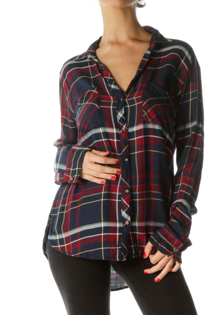 Multicolored Plaid Buttoned Long-Sleeve Pocketed Shirt