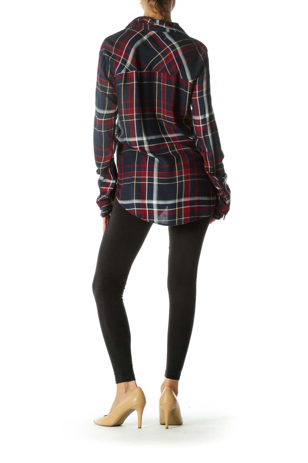 Multicolored Plaid Buttoned Long-Sleeve Pocketed Shirt