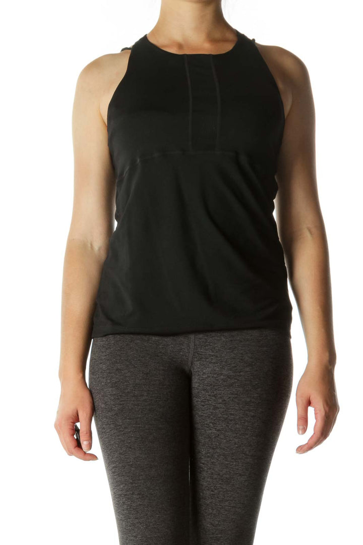 Black Back Cut-Out Stretch Active Top