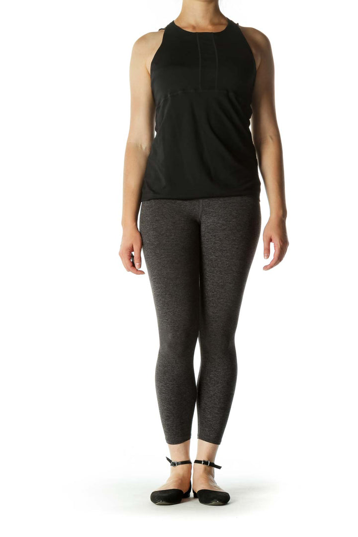 Black Back Cut-Out Stretch Active Top