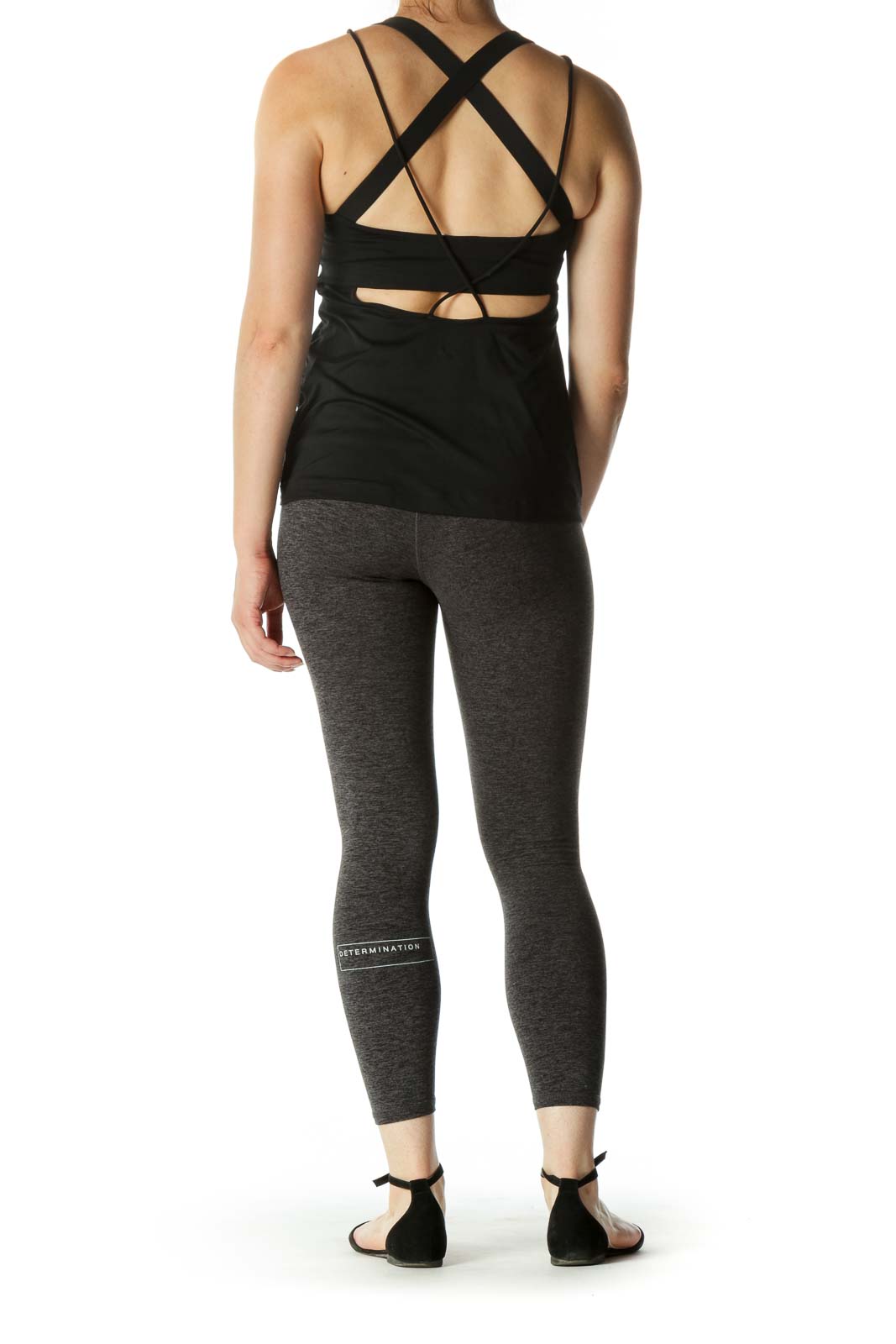 Black Back Cut-Out Stretch Active Top