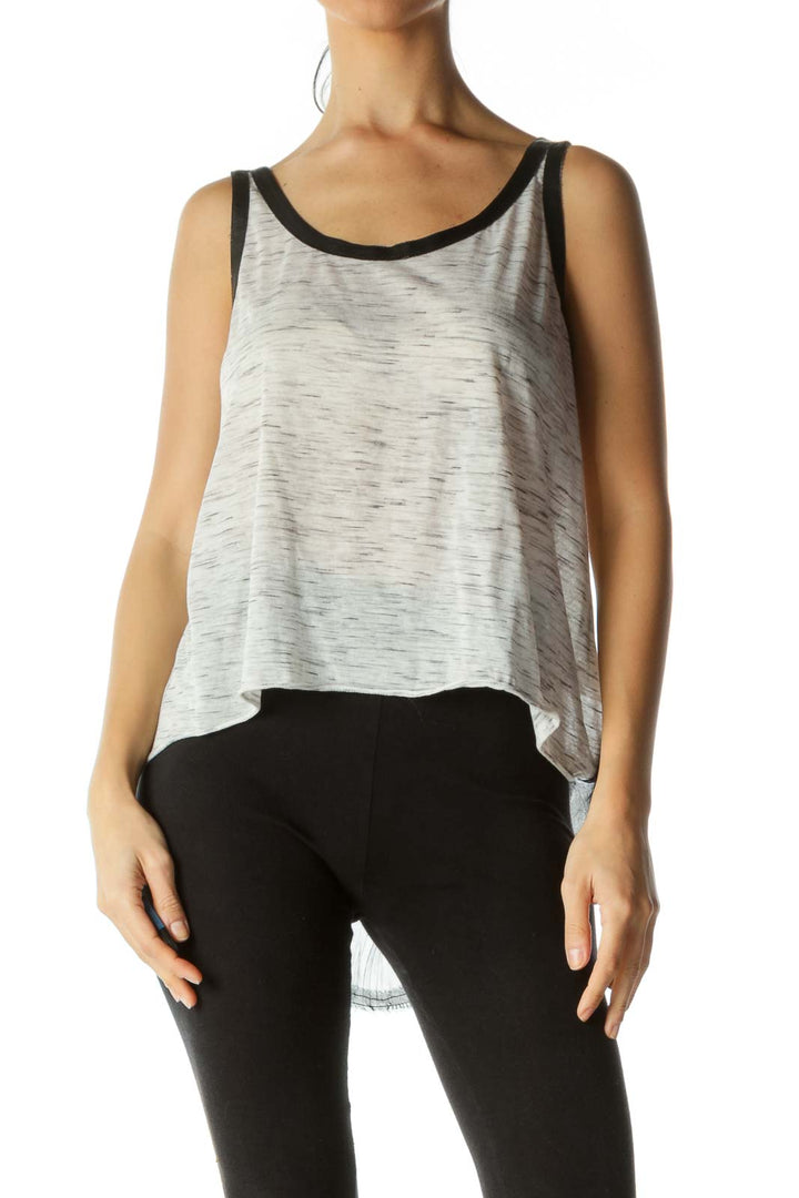 Black Gray White Mixed Media Tank Top