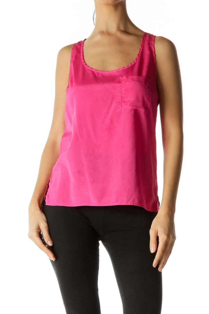 Pink Open Cut-Out Back Stretch Tank Top