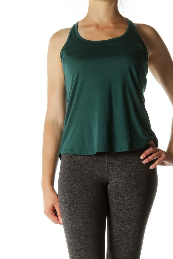 Emerald Green Mesh Back Detail Active Tank Top