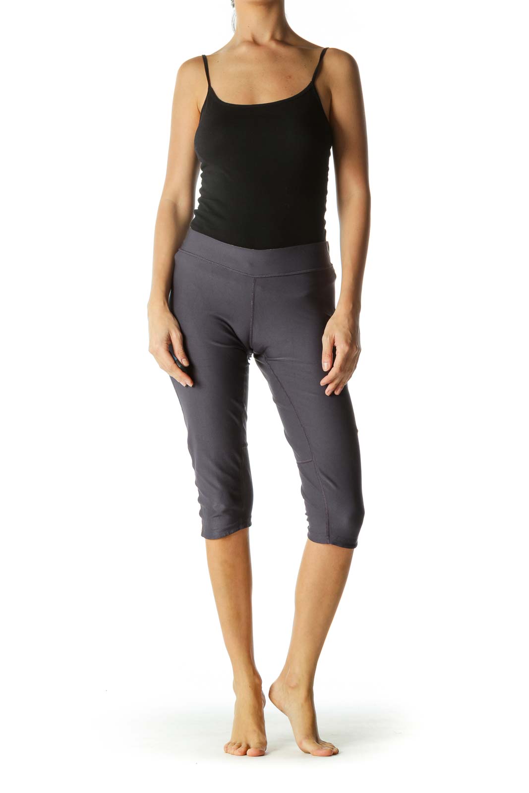 Blue Yellow Cropped Stretch Active Pants