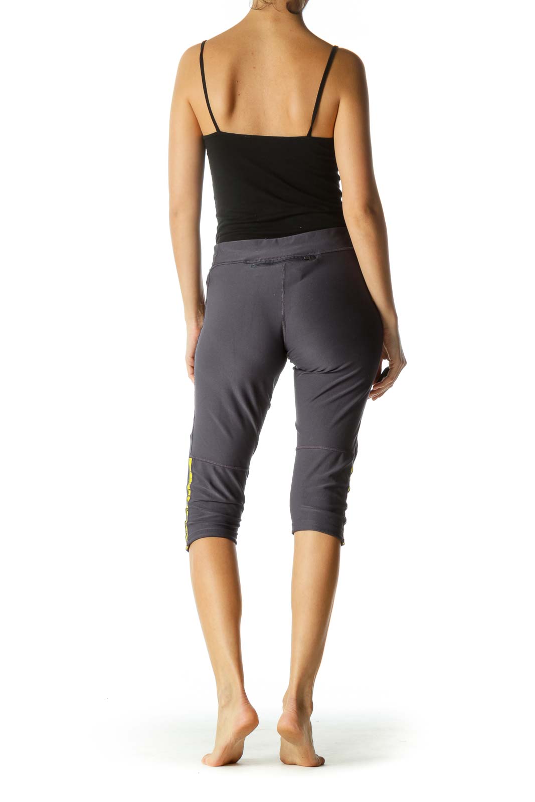 Blue Yellow Cropped Stretch Active Pants