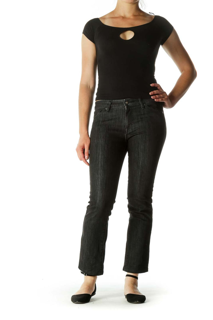 Dark Gray Straight Leg Stretch Pants