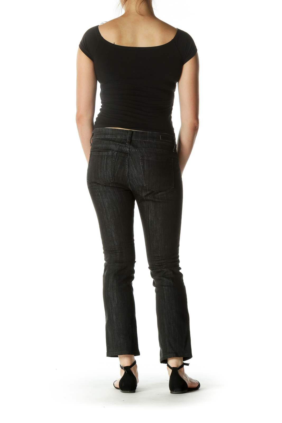 Dark Gray Straight Leg Stretch Pants