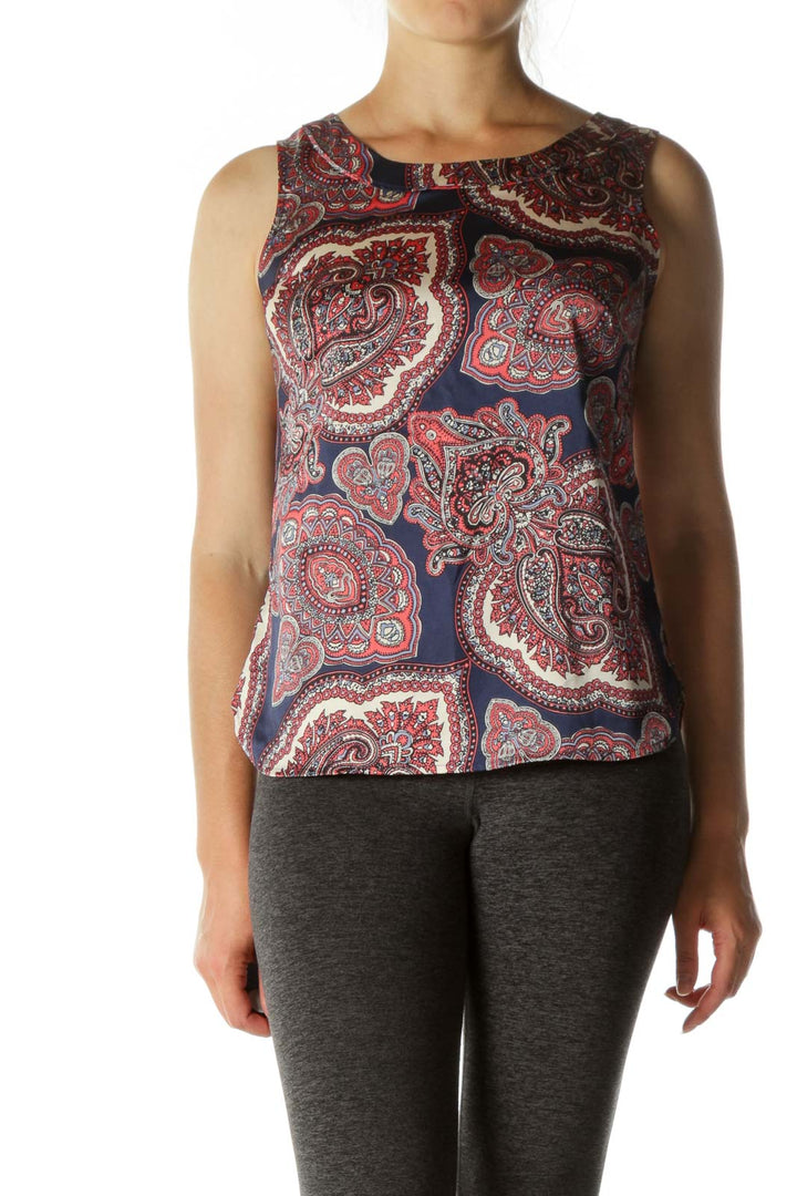 Multicolor Pattern Silky Tank Top