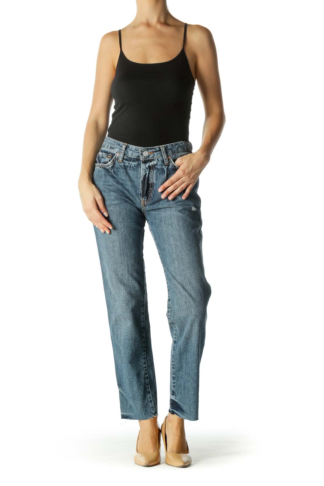 Blue Medium Wash Boyfriend Jeans