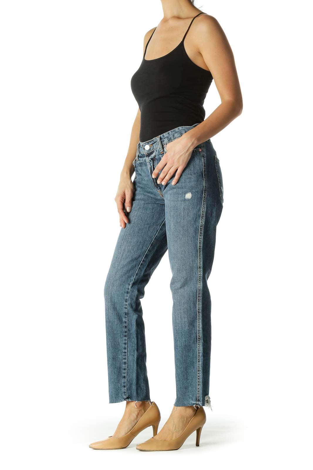 Blue Medium Wash Boyfriend Jeans