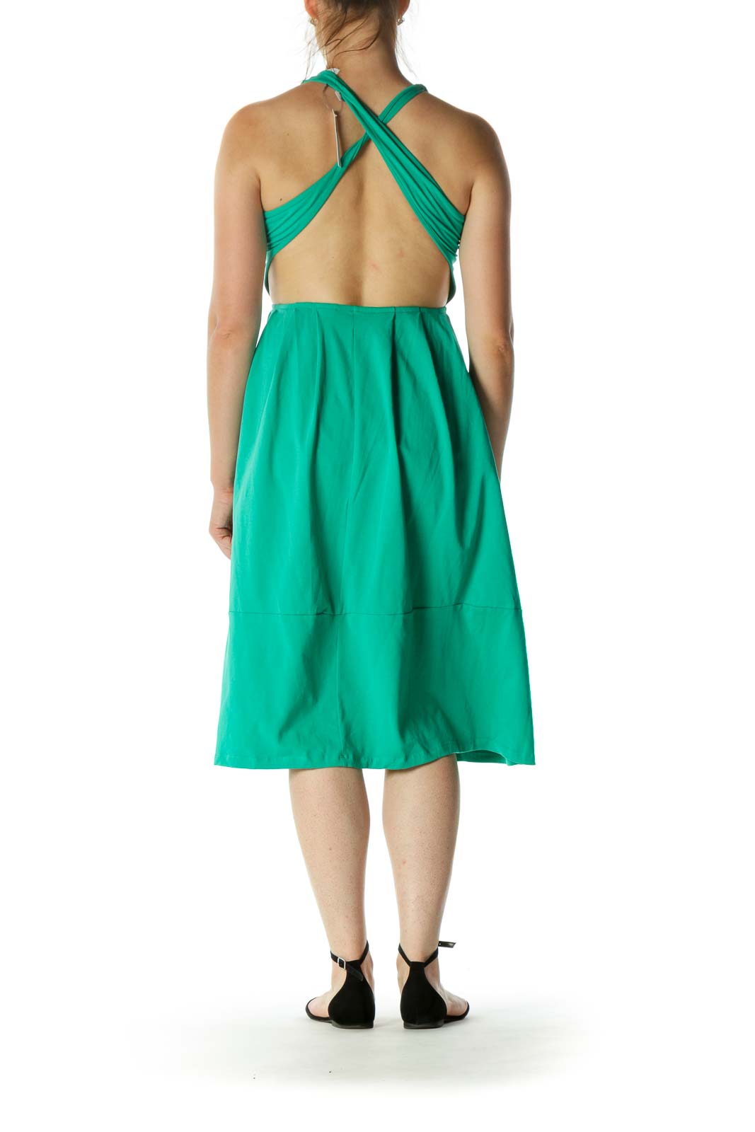 Green Cut-Out Back Day Dress