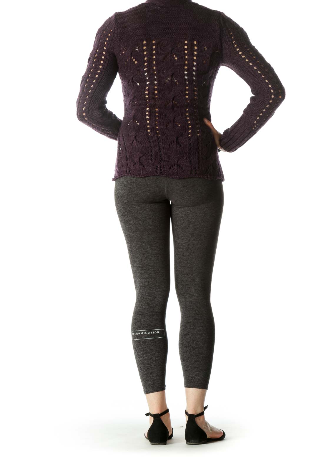 Purple Knit Chunky Open Cardigan