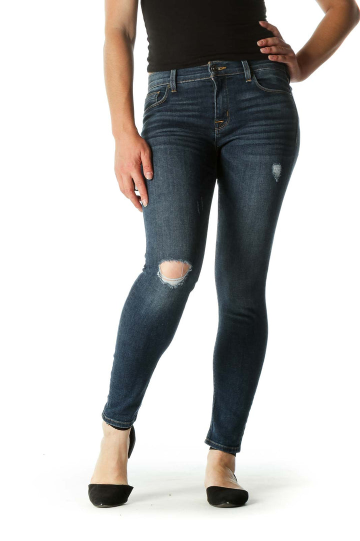 Blue Dark Wash Distressed Jeans