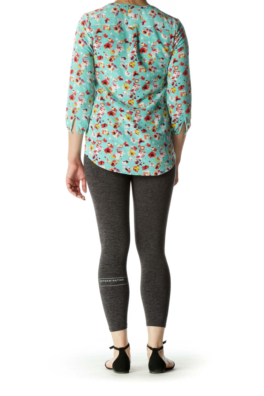 Multicolored V-Neck Print Pockets Shirt