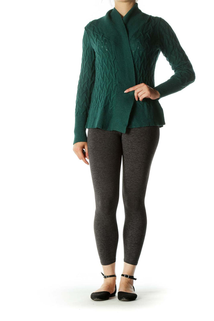 Forest Green Knit Open Cardigan