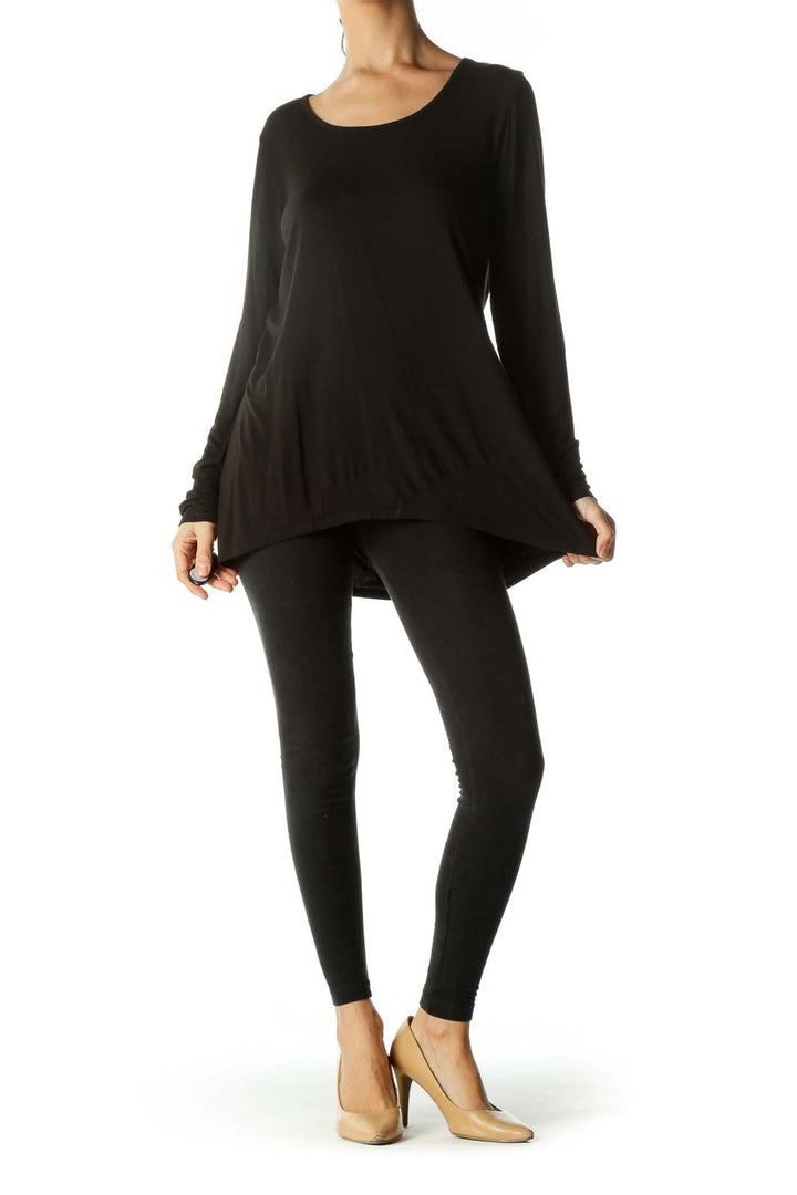 Black Relaxed Long Sleeve Top