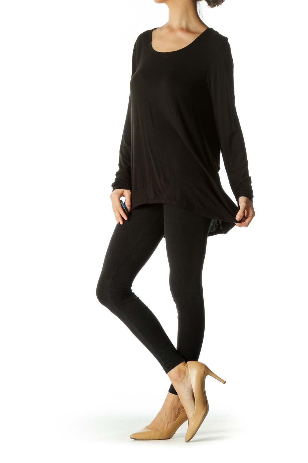 Black Relaxed Long Sleeve Top