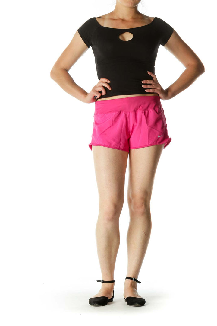 Pink Stretch Running Shorts with Inside Drawstring