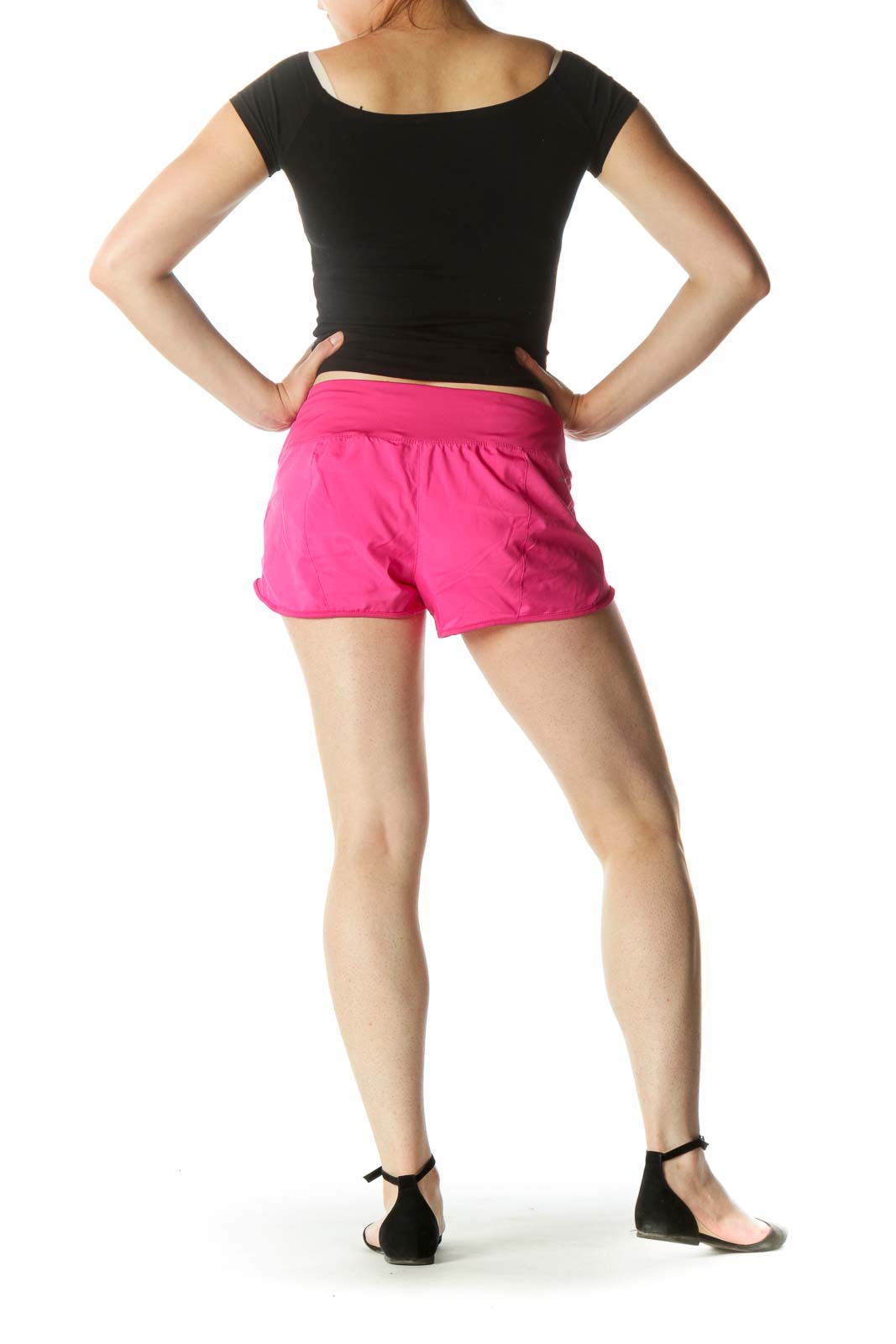 Pink Stretch Running Shorts with Inside Drawstring