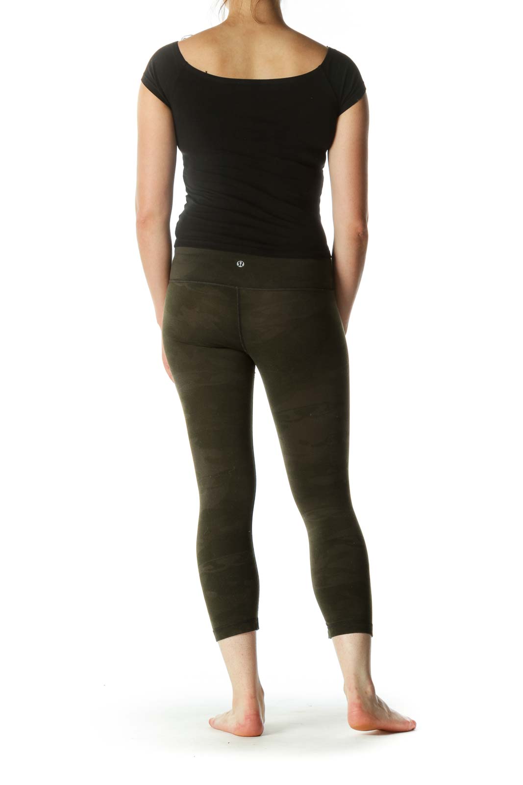 Green Camouflage Print Stretch Active Stretch Pants