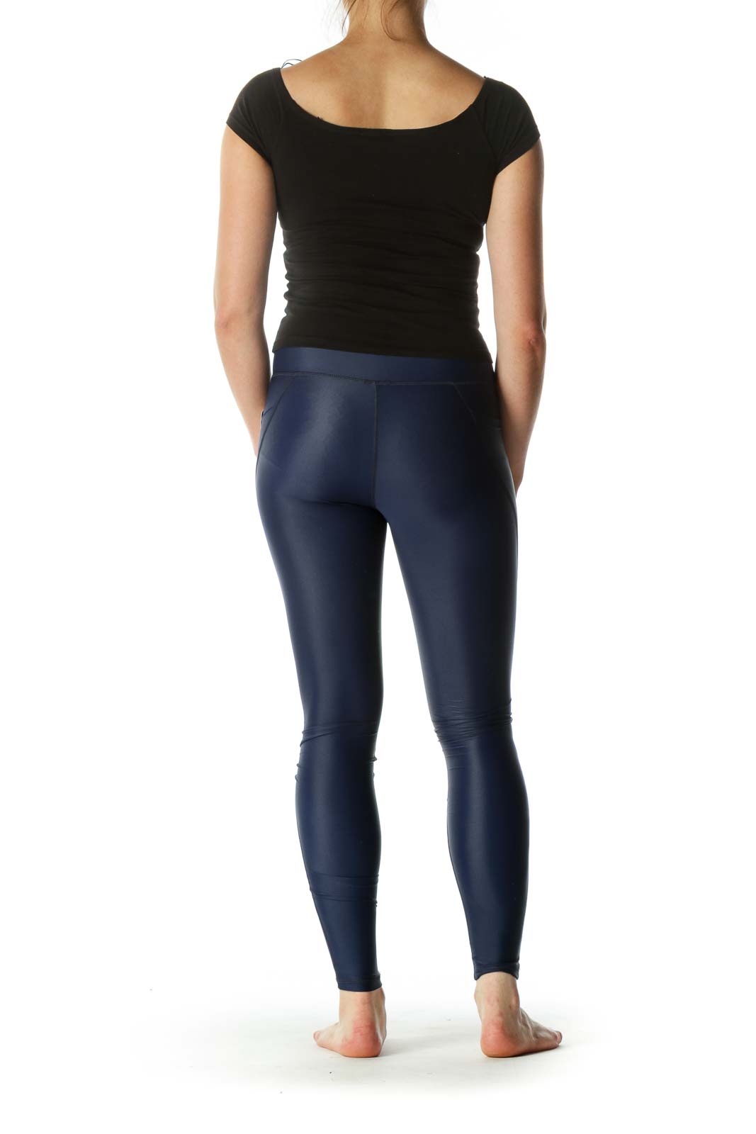 Blue Leg Upper Pockets Stretch Active Pants