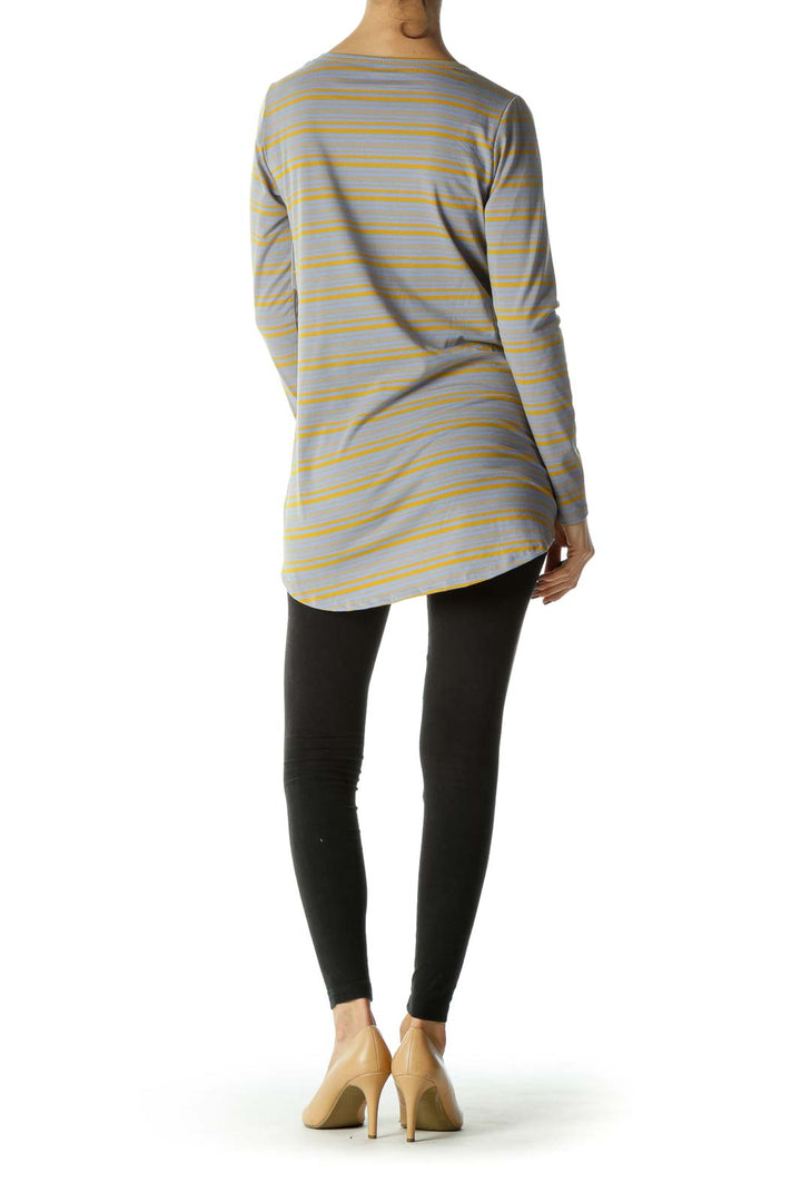 Blue & Yellow Asymmetric Long Sleeve T-Shirt