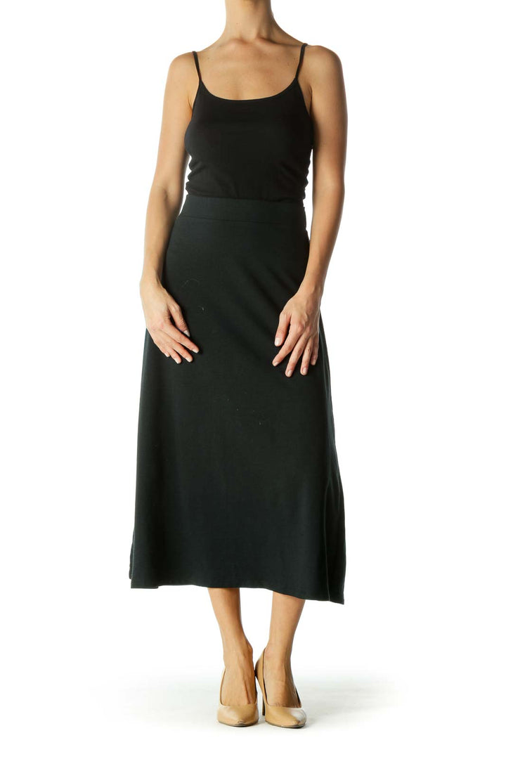 Blue Elastic Waist Band A-Line Mid-Length A-Line Skirt